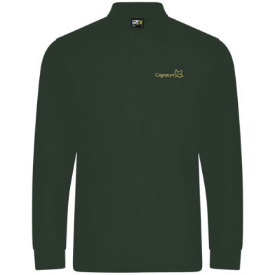 Long Sleeve Pique Polo Shirt - Bottle Green Thumbnail