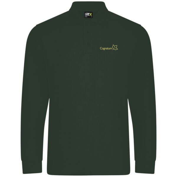Long Sleeve Pique Polo Shirt - Bottle Green Thumbnail