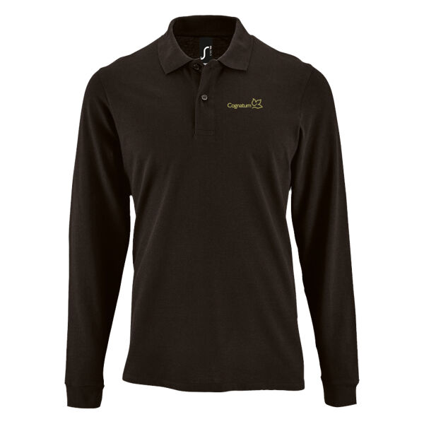 Gents Long Sleeve Piqué Polo Shirt - Black Thumbnail