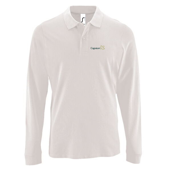 Gents Long Sleeve Piqué Polo Shirt - White Thumbnail